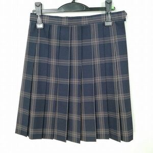 1円 スクールスカート 夏物 w66-丈53 チェック 埼玉所沢中央高校 プリーツ 学生服 制服 女子 中古 IN7402