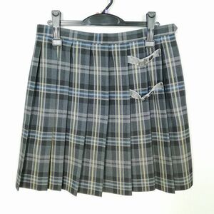 1 jpy school skirt large size summer thing w75- height 49 check middle . high school pleat school uniform uniform woman used IN7407