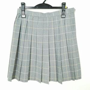 1円 スクールスカート 夏物 w69-丈51 チェック 東京文華女子高校 プリーツ 学生服 制服 女子 中古 IN7427