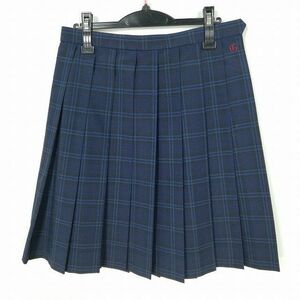 1円 スクールスカート 大きいサイズ 夏物 w72-丈55 チェック 中学 高校 プリーツ 学生服 制服 女子 中古 IN7478