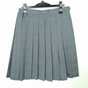 1円 スクールスカート 大きいサイズ 夏物 w72-丈57 チェック 中学 高校 プリーツ 学生服 制服 女子 中古 IN7426