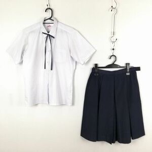 1円 ブレザー スカート 紐タイ 上下3点セット L 大きいサイズ トンボ 冬物 女子 学生服 中学 高校 制服 中古 ランクC EY7792