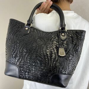  beautiful goods /A4 *COLE HAAN tote bag shoulder .. leather mesh knitting Cole Haan men's business shoulder Logo board black 