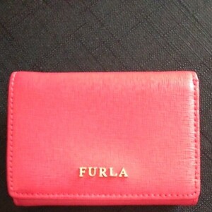 FURLA赤コインケース、コンパクト財布 小銭入れ 札入れ カードケース FURLA