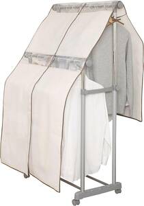 higashi peace industry clothes storage sack Poleco hanger rack cover double bar ivory 