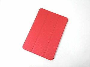 iPad mini 6用 カバー PUレザー+ハードケース 三つ折り スタンド レッド
