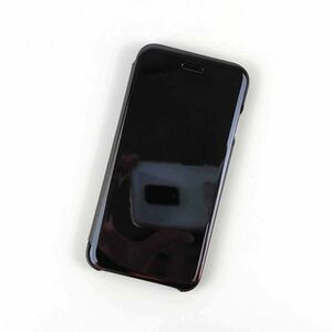 鏡面 iPhone7/8/SE 2/SE 3世代用 手帳型ミラーフリップケース カバー 半透明 ブラック
