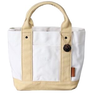 キャンバス☆トートバック☆ミニ★ホワイト☆イエローベージュ★お出かけ★お散歩★着脱可能な間仕切り★ICカード入れ付き底板★普段使い