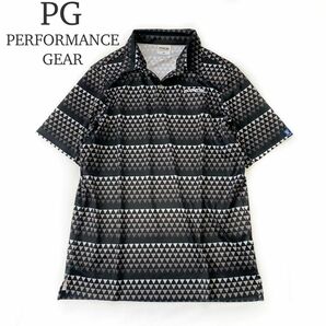 PG PERFORMANCE GEAR パフォーマンスギア 半袖ポロシャツ ゴルフウェア Mサイズ 総柄 ブラック