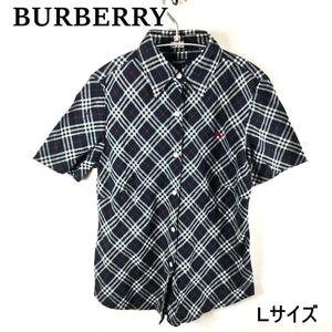 BURBERRY バーバリーロンドン 半袖シャツ Ｌ ノバチェック ストレッチ混