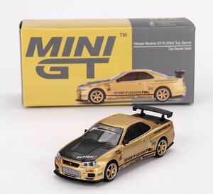 1/64　MINI-GT　ニッサン スカイライン GT-R ( R34 ) トップシークレット　右ハンドル　MGT00676-R　ゴールド　★　MINIGT　ミニカー　日産