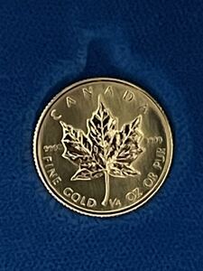 1 jpy start! Maple leaf gold coin K24IG 1/4oz approximately 7.8g unused 
