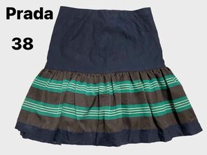 PRADA スカート　紺色　38サイズ　ミニスカート　イタリア製