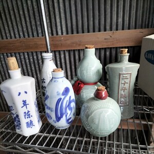 陶器 酒器 古民具 レトロ 陶器ボトル　紹興酒　空　まとめ売り　アンティーク　レトロ