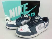 A3451 NIKE SB AIR JORDAN 1 LOW QS CJ7891-400 サイズ26cm ナイキ スニーカー 靴 ネイビー 白 シルバー 中古_画像1