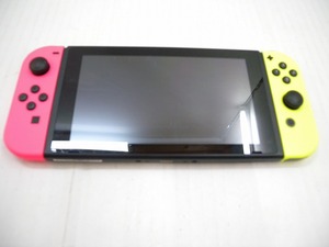 C5881★新型ニンテンドースイッチ本体＋Joy-Conのみ(ネオンピンク/ネオンイエロー) 動作確認/初期化済/本体更新 中古現状渡し