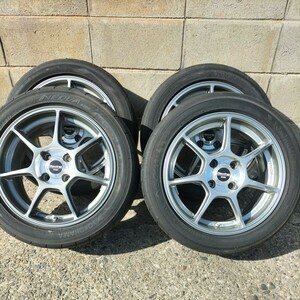  rare rare Niigata small thousand . "Enkei" ENKEI RS+M 15×6.5J OFF+38 PCD100 4H YOKOHAMA NEOVA AD08 195/50R15 rim clean scratch small 