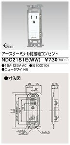 ◆100個セット！ 東芝ライテック NDG2181E(WW) アースターミナル付接地コンセント ニューホワイト Ｅ’ｓ配線器具 1箱10個入×10箱