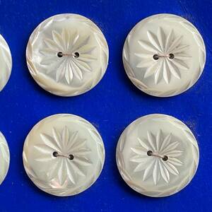  prompt decision unused shell button 1 piece φ20mm carving pattern flower cut . button material raw materials parts hand made . France import 