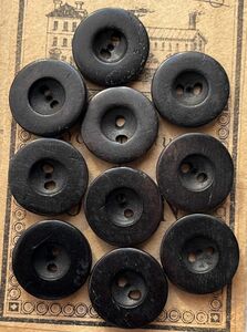 2 hole wood button 10 piece φ14mm wooden antique raw materials material remake parts France import Vintage 