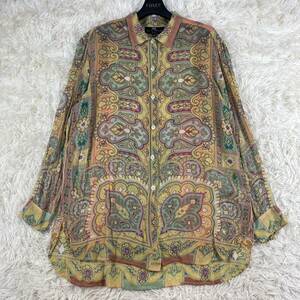 46サイズ　3XL◎ETRO エトロ シャツ ブラウス 柄シャツ　ペイズリー柄 レーヨン100% 長袖 オーバーシャツ 日焼け対策 大きいサイズ