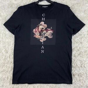 希少 17SS◎Christian Dior クリスチャンディオール Tシャツ カットソー 半袖 刺繍 ロゴ 黒 ブラック 花柄 フラワー メンズ オム HOMME