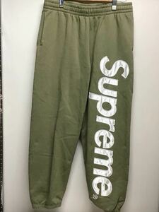 【supremeシュプリーム 】Satin Applique Sweatpant サテンアップリケスウェットパンツ ボトム Lサイズ カーキ コットン 2405oki h