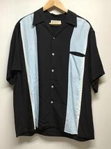 【WACKOMARIA ワコマリア】22SS-WMS-OC10 THREE-TONE 50’S SHIRT 半袖シャツ Lサイズ ブラック レーヨン 2405oki h_画像1