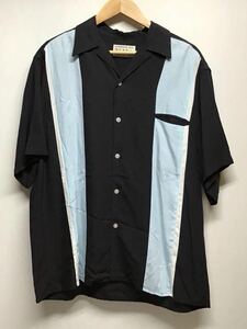 【WACKOMARIA ワコマリア】22SS-WMS-OC10 THREE-TONE 50’S SHIRT 半袖シャツ Lサイズ ブラック レーヨン 2405oki h