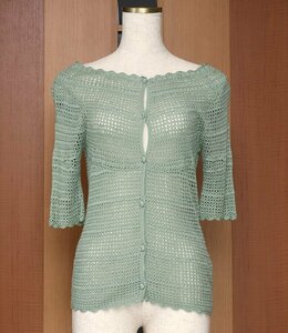 【美品】シビラ・かぎ針編みが涼しげなミントグリーンのカーディガン
