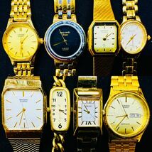 腕時計 ゴールドカラーのみ 150本 大量 SEIKO BALMAIN ELGIN CITIZEN Pierre Cardin ORIENT ELLE agnes.b RICOH 等まとめてセット H199_画像5