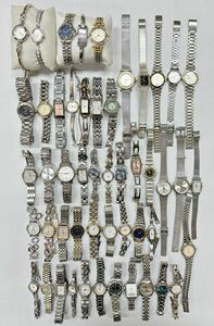 wristwatch lady's stainless steel 50 point piece set large amount SEIKO CITIZEN ORIENT RICOH BULOVA etc. set sale junk . summarize quartz H185