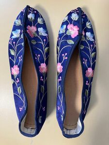 チャイナシューズ　台湾　フラット　靴　花柄　刺繍