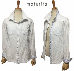 maturita マチュリタ　カバーオール　シャツジャケット　白　size38　Mサイズ　9号