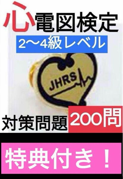 今だけ特典二つ。心電図検定対策検定4～2級相当問題200問セット