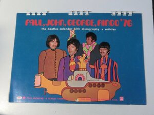 Kml_ZZ1372／ ビートルズ　1976年カレンダー　PAUL, JOHN, GEORGE, RINGO '76　The Biatles Calendar with Discography & Articles