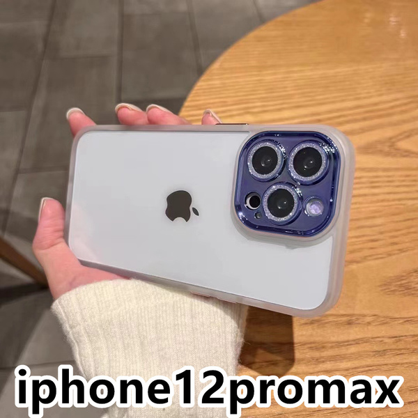 iphone12promaxケース カーバー レンズ保護付き　透明　お洒落　韓国　軽量 ケース 耐衝撃 高品質 ホワイト377