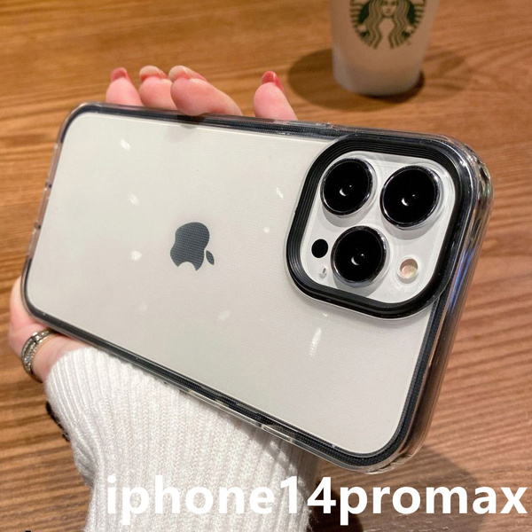 iphone14promaxケース カーバー TPU お洒落 シンプル 耐衝撃 ブラック1