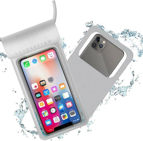 防水スマホケース ホルターネック防水ケース IPX8防水 顔認証 水中撮影