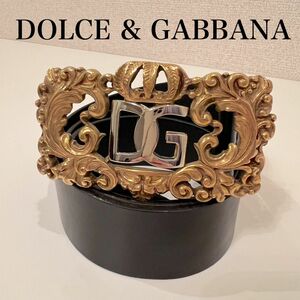 ベルト ドルチェ&ガッパーナ　DOLCE GABBANA ブラック レザー 本革 メンズ　革ベルト　美品
