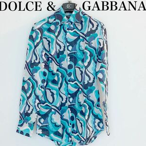 長袖 シャツ 長袖シャツ 総柄 トップス　ドルガバ　ドルチェアンドガッパーナ　メンズ　ドレスシャツ　DOLCE & GABBANA