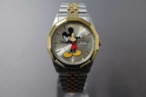  распродажа! 1 иен старт! Disney Disney by SII 12 угол оправа MU0343 ST.STEEL BACK мужской дата кварц комбинированный breath б/у товар 