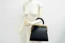 クリスチャン ディオール ハンドバッグ 自立 トップハンドル ゴールド金具 フォーマル レザー 黒 ブラック Christian Dior 8418h2_画像2