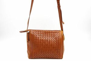 ボッテガ ヴェネタ ヴィンテージ ショルダーバッグ イントレチャート 編み込み レザー キャメル BOTTEGA VENETA 8445h