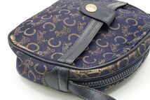 セリーヌ ヴィンテージ ミニ ショルダーバッグ Cマカダム 馬車金具 キャンバス 紺 ネイビー CELINE 8511h_画像6