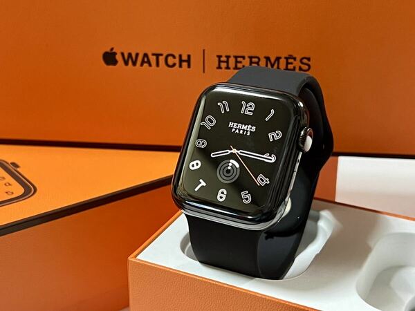 ★ 美品 即決 ★ Apple Watch HERMES Series 5 44mm アップルウォッチ エルメス スペースブラック ステンレス GPS Cellular 新品社外バンド