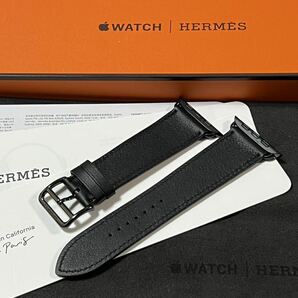 ★未使用に近い★ Apple Watch Hermes ブラック 黒 シンプルトゥール レザーストラップ 45mm 44mm アップルウォッチ エルメス レザーバンド