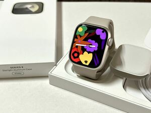 ★ 即決 製品保証あり Apple Watch Series 9 41mm アップルウォッチ スターライト アルミニウム GPS バッテリー100% 純正品 スポーツバンド