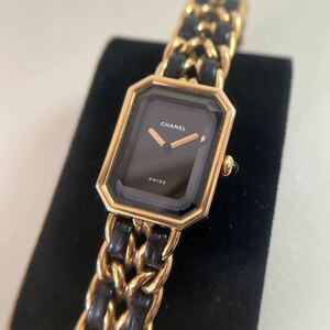 CHANEL Chanel Premiere S Gold × black color wristwatch quartz black face lady's 