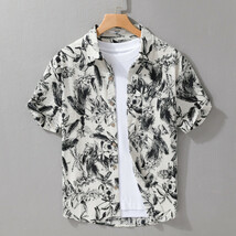 半袖シャツ　アロハシャツ　夏涼しい　カジュアルシャツ　サマーシャツ　トップス　海シャツ【967】オフホワイト　2XL_画像1